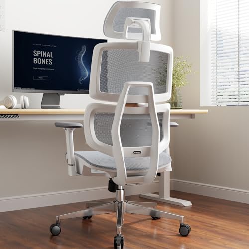 TONFARY Professional Ergonomic Office Chair - Breathable Mesh Backrest, 130° Tilt, 3D Armrests and Adjustable Seat - Swivel Wheels, 150kg