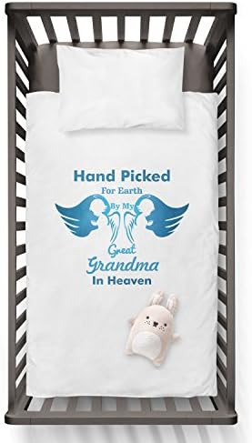 Hand Picked For Earth By My Great Grandma In Heaven Funny Humor Hip Baby Duvet /Pillow set,Toddler Duvet,Oeko-Tex,Personalized duvet and pillow,Oraganic,gift