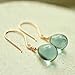 Periwinkle Slate Blue Glass Dangle Earrings 14kt Yellow Gold-filled