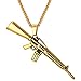 Men Personalized Punk Necklace Jewelry Stainless Steel 18K Gold Plated Rock Army Style Cool AK47 / M9/ M16 / Uzi Rifle Shape Pendant, Chain 22