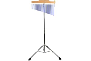 ENNBOM Bar Chimes with Adjustable Stand 25 Note 36 Note Single-row Wind Chime Musical Percussion Instrument (25 Note, Frosted blue)