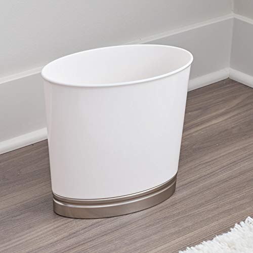 InterDesign Basket Trash Bathroom, Kitchen, OfficeWhite/Brushed Nickel