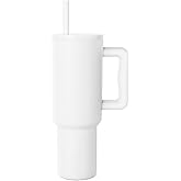 Simple Modern 40 oz Tumbler with Handle and Straw Lid | Leak-Proof Insulated Stainless Steel Water Bottle Travel Mug Cupholder Use | Gifts for Women Men Him Her | Trek Signature | Winter White
