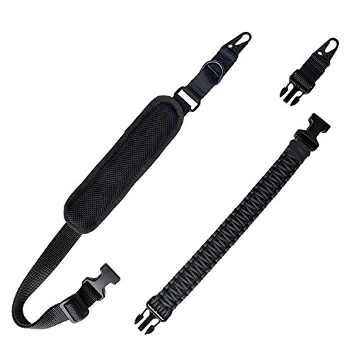 LANHE TACTICAL 550 Paracord 2 Point Rifle Sling Gun Strap with Shoulder Pad Adjustable Two Point Sling (HK style Clip)
