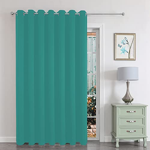 Joydeco Blackout Room Divider Curtains for Sliding Glass Doors 84 Inches Long 1 Panel, Extra Wide Sliding Door Curtains for Patio Bedroom Living Room (Teal Blue, 100Wx84L)
