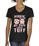 allwitty 1020 - Women's V-Neck T-Shirt Workin My Puff Into Tuff Jigglypuff Wigglytuff Pokemon