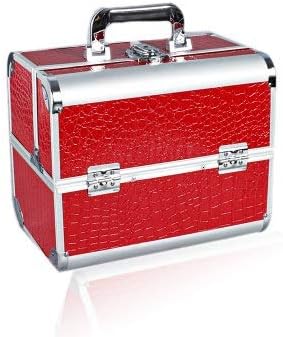 Extra Large Space Storage Beauty Box Make Up Nail Jewelry Cosmetic Vanity Case (Crocodile Pattern, Black) (Color : Red, Size : 32x 33x 21cm)