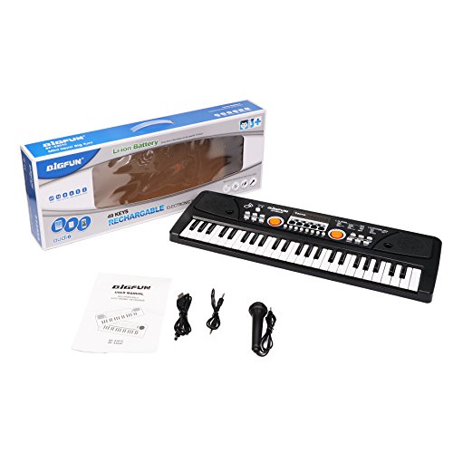 aPerfectLife Chargable Piano Keyboard for Kids, 49 Keys Multi-Function Electronic Kids Piano Keyboard Educational Toy Organ for Beginners and Kids with Charging Function (Black)