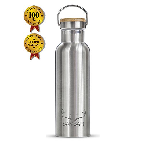 Water Bottle Vacuum Insulated flask 20oz Double Wall for hot &amp; cold best 304 18/8 Stainless Steel | Eco friendly Perfect for Outdoor Sports Camping Hiking Cycling Picnic | SAMBAR FLASK |