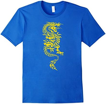Mens Big Texas Yellow Tribal Dragon T-Shirt XL Royal Blue