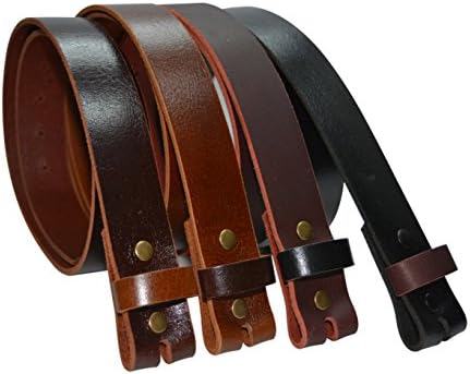 BLS34L - Toneka Color Block One Piece Buffalo Leather Strap Snap On Replacement Belt (32, Black)