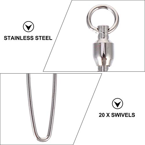 ULTECHNOVO 20 Stück Angelwirbel mit Verriegelung Schnappangeln Schnappschwenker Kugellagerwirbel Edelstahl-Angelwirbel… – Bild 6