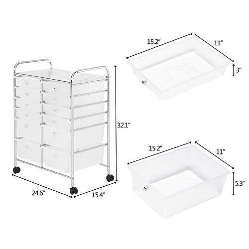 TUFFIOM 12Drawer Rolling Cart with Drawers, Organizer Cart Tool Cart