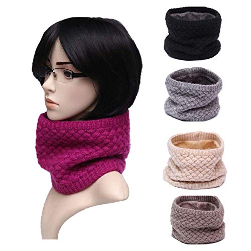 mogen886 Trenton Winter Infinity Scarf Neck Warmer for Men Women Soft Fleece Lined Thick Knit Circle Scarf Windproof Black - Thumbnail 2