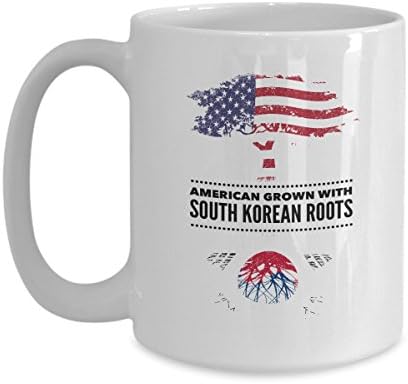 Funny Mug - American Grown With South Korean Roots Tree Proud Citizen Korea - Mug Tea Cup - 11 OZ Coffee Mugs - 15 OZ Coffee Mug - Funny Inspirational