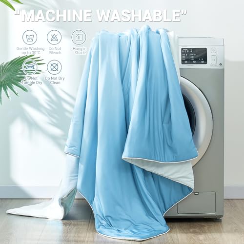 Elegear Cooling Comforter King Absorbs Body Heat to Keep Cool, Double-Sided Cooling Blanket for Hot Sleepers Arc-Chill Cool Fabric Q-Max>0.5, Lightweight Summer Comforter Cold Blanket,light blue