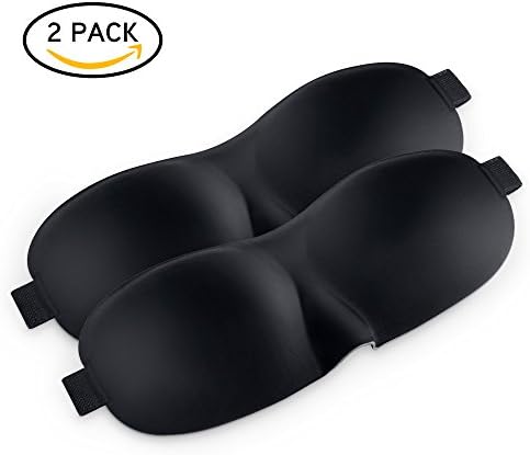 [2 Pack] eslife 3D Sleep Mask, Light Blocking Soft Eye Mask with Adjustable Strap, Lightweight Nap Mask for Travel, Shift Work, Night Blindfold, Naps and Meditation