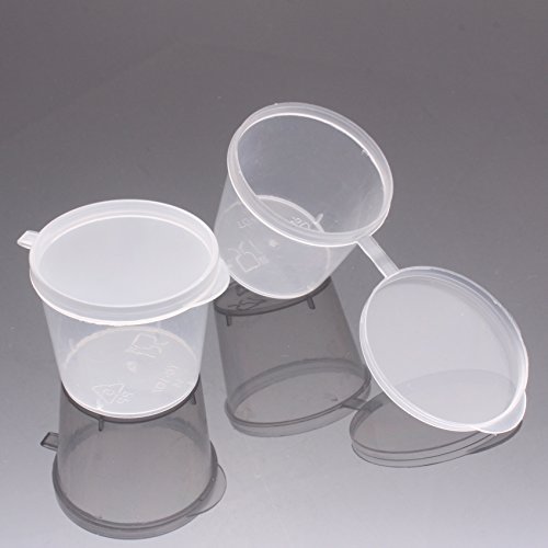 Zicome 1-Ounce Plastic Disposable Cups with Lids for Sauces, Salad Dressings, 100 Counts