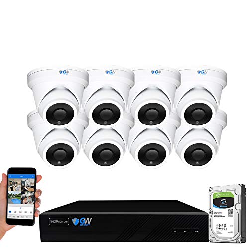 GW Security 8 Channel 4K NVR 8MP H.265 AI Human Vehicle Detection Surveillance Security Camera