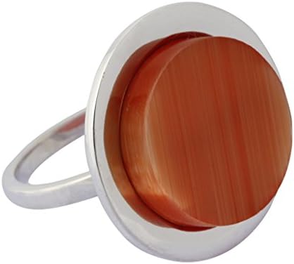 Fadkart Designer Silver Plated Orange Monalisa Ring Gift for Girls Women