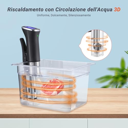 INKBIRD Wifi Sous Vide Roner, WLAN Professional Roner Kitchen, 0-90°C Low Temperature Cooking and Timer | Recipes APP, LCD, 1000W, IPX7 Waterproof, ±0.1°C Precise and Constant Temperature, ISV-300W