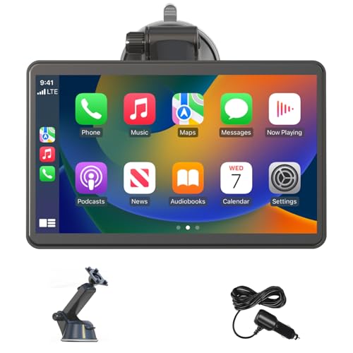 7" Pantalla Carplay Coche Sin Instalación para A-pple Car Play y Android Auto, Pantalla Táctil para Coche con Bluetooth, Mirror Link, Navegación GPS, Asistencia de Voz, FM, AUX