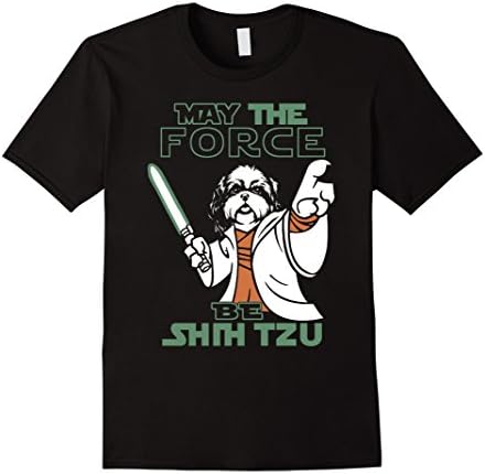 Mens may the force be shih tzu tshirt XL Black