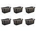 Sterilite Plastic Weave Laundry Basket, Decorative Pattern with Handles, Ideal for Carrying and Holding Folded Clean Clothes, Brown, 6-Pack