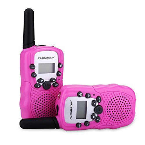 FLOUREON Walkie Talky for Kids Two Pack 22 Channel Two Way Radio 3000M (MAX 5000M Open Field) UHF Long Range Handheld (Pink)