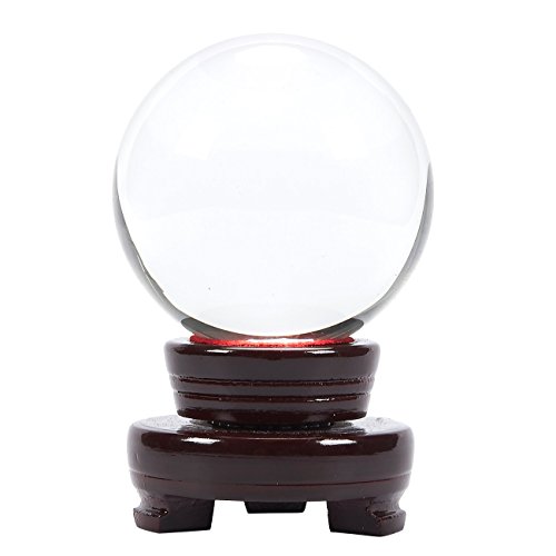 Juvale Clear Crystal Ball - Crystal Sphere with Stand, Divination Sphere, Perfect for Meditation and Healing, Feng Shui Crystals, Clear, 4.5 x 3.1 x 3.1 Inches