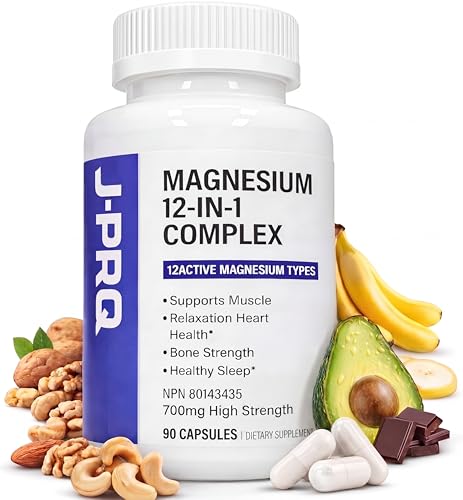 Magnesium 700mg | Magnesium Complex 12 in 1 (Glycinate, Citrate, Malate) | High Absorption Formula | Supports Muscle Stress, Heart & Bones | 90 Capsules