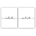 HPNIUB Inhale Exhale Art Prints Set of 2 (8”X10”, Meditation Art Prints, Black and White Yoga Wall Art Prints,Modern Zen Print, Canvas Wall Art Poster for Bedroom Home Decor, No Frame