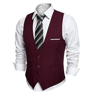 JINIDU Men’s Slim Fit Wedding Waistcoat Casual Regular Fit Business Suit Vests