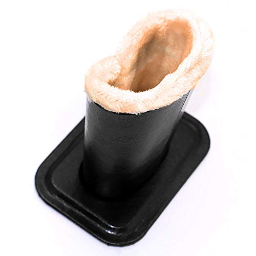 Merssavo Eyeglass Holder, PU Leather Glasses Stand Case, Plush Lined Protective Eyeglasses Case for Desks or Nightstands, Black - Thumbnail 2