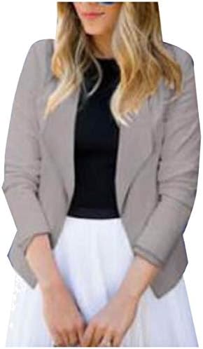CuteRose Women's Solid-Colored Blazer Button Turn-Down Collar Suit Coat