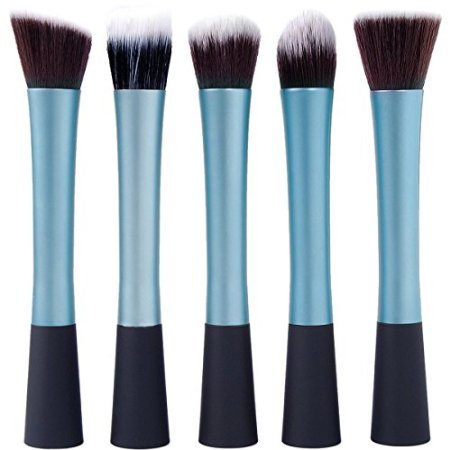 Vvhome 5 Pcs Real Techniques Foundation Makeup Brush Sets Blue