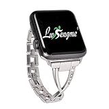 Lwsengme for Apple Watch Band 38mm Women, Stainless Steel Bling Bracelet Band with Metal Folding Clasp for 38mm Apple Watch Series 3,Series 2,Series 1