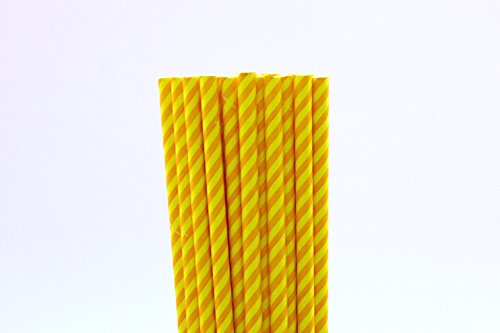 Yellow and Orange Striped Paper Straws