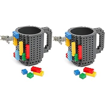 2 Pack Build-on Brick Mug, Funny Build on Building Coffee Cup with Novelty 12 oz Tea Beverage Cup