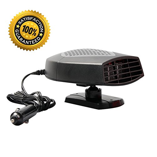 Longshow Portable Car Heater 12V 150 Heating Quickly Defrosts Defogger Auto Ceramic Heater Cooling Fan with Folding Handle, Gray