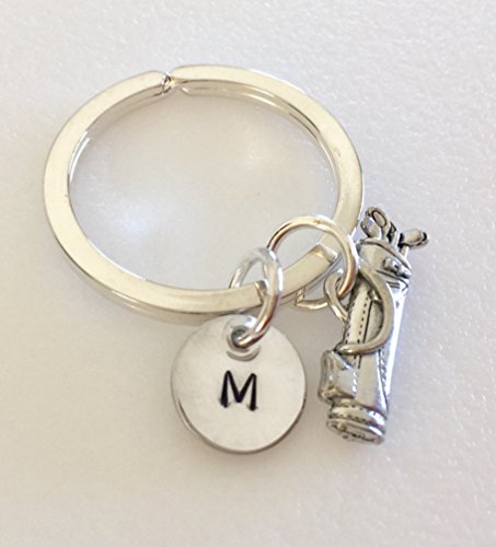 Golfer's Key Ring, Golf Bag Key Ring, Gift For Golfer, Golf Lover Gift, Men's Golf Gift, Personalized Golf Gift, Custom Initial, Father's Day. - Thumbnail 4