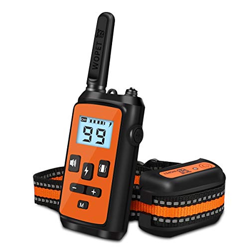 WOPET Dog Training Shock Collar Rechargeable with Beep/Vibra/Electric Shock,100% Waterproof Training Collar, Up to 1500Ft Remote Shock Electric Collar for Small Medium Large Dogs