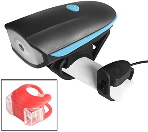 AMOTAIOS Bike Light with Horn Bell Bright USB Rechargeable Bike Headlight with 140db horn No Tools Needed Quickly Release Tail Light Free Included