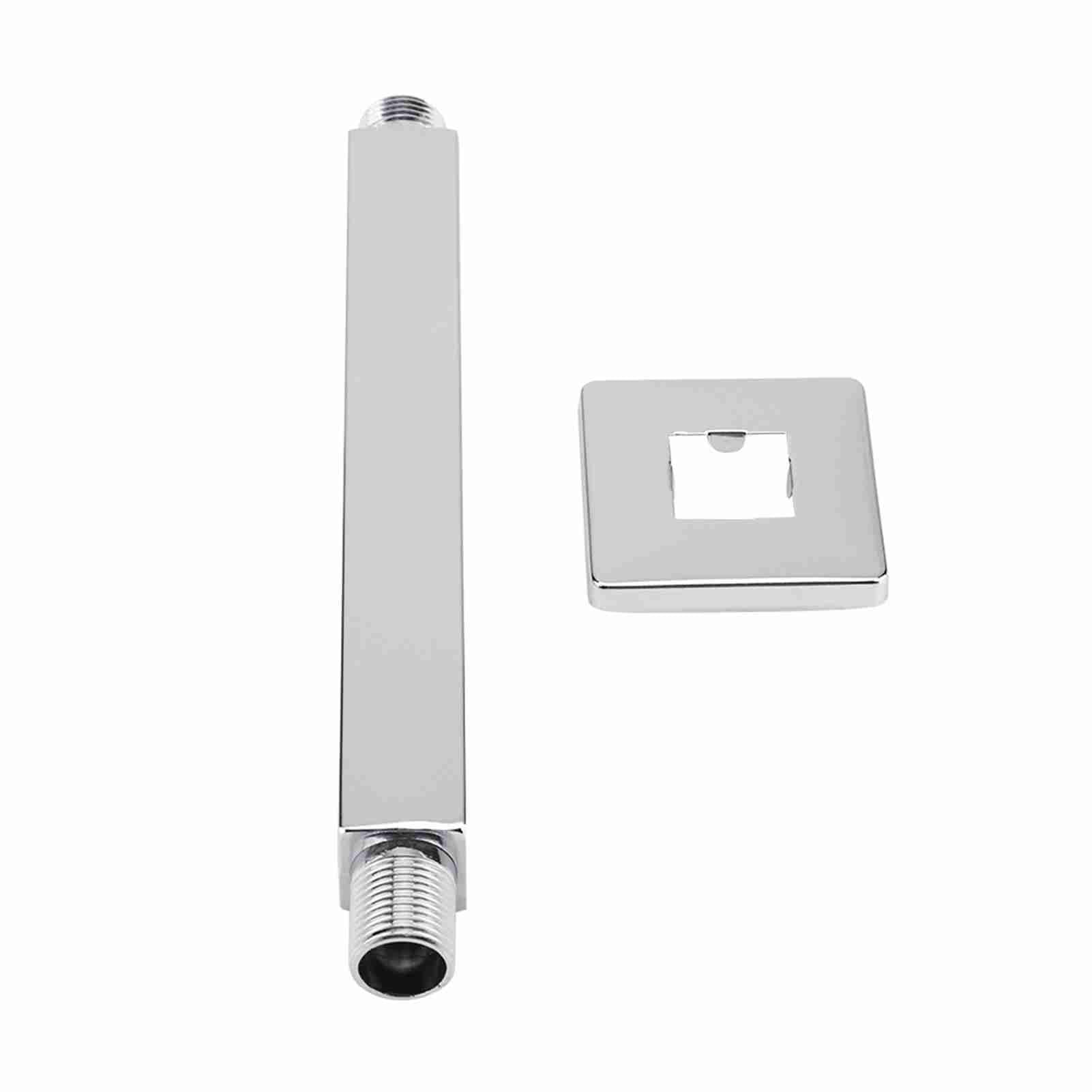 Garosa Shower Arm, Square, Stainless Steel, Chrome-plated, Wall Mounted, 8 Inch