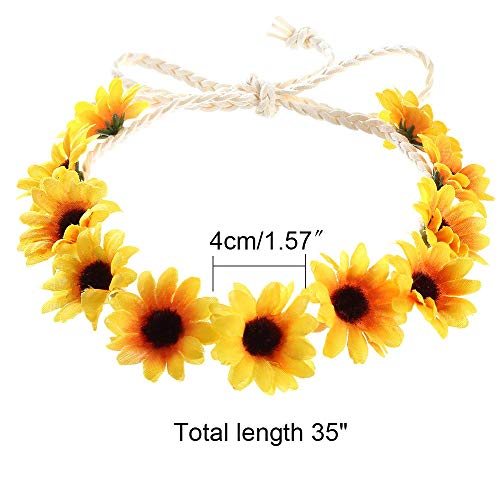 image for ManYee Sunflower Headband Crown Headpiece 3Pcs Daisy Headband for Wome
