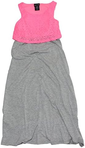 Paper Doll Girls' Dress-Neon Pink and Gray (12)