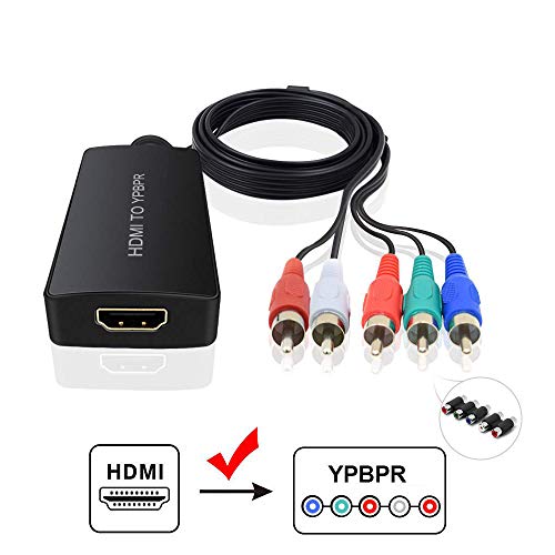 HDMI to YPbPr Converter, HDMI to Video Ypbpr Adapter HDMI to Component Converter with YPBPR Cable Power Adapter for Apple TV, PS3, Roku, Xbox, Fire Stick, DVD Players