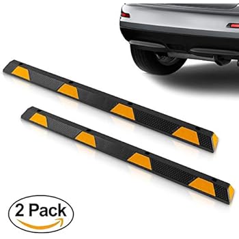 Pyle PCRSTP14X2 Garage Floor Stopper Curb Stopper-72 Inch Extra Wide Heavy Duty Rubber Parking Lot, Vehicles Driveway, Protect Pumpers from Cars Vans Trucks, 2 Pack