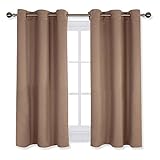 NICETOWN Blackout Window Curtains and Drapes for Kitchen, Window Treatment Thermal Insulated Solid Grommet Blackout Drapery Panels (Set of 2 Panels, 42 by 45 Inch, Cappuccino)