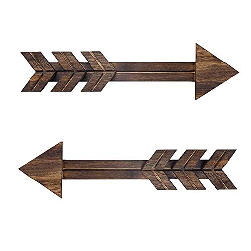 Haohai 2 PCS Rustic Wood Arrow Sign Wall Decor, Dark Wooden Arrows Farmhouse and Home Hanging Decoration for Home or Wedding